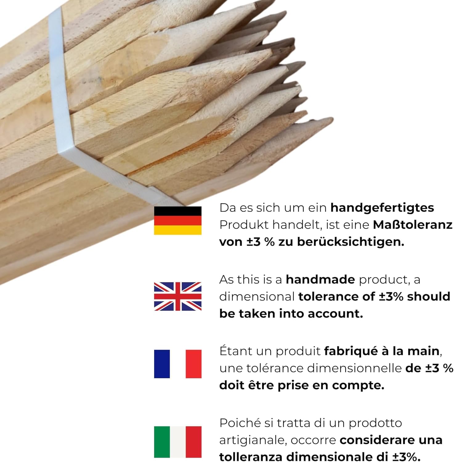 50 estacas topográficas de Haya 120 cm 25x25 mm con Punta roja Pintada Postes de señalización geodésica Madera Cuadrada Resistente jardín Obra Valla