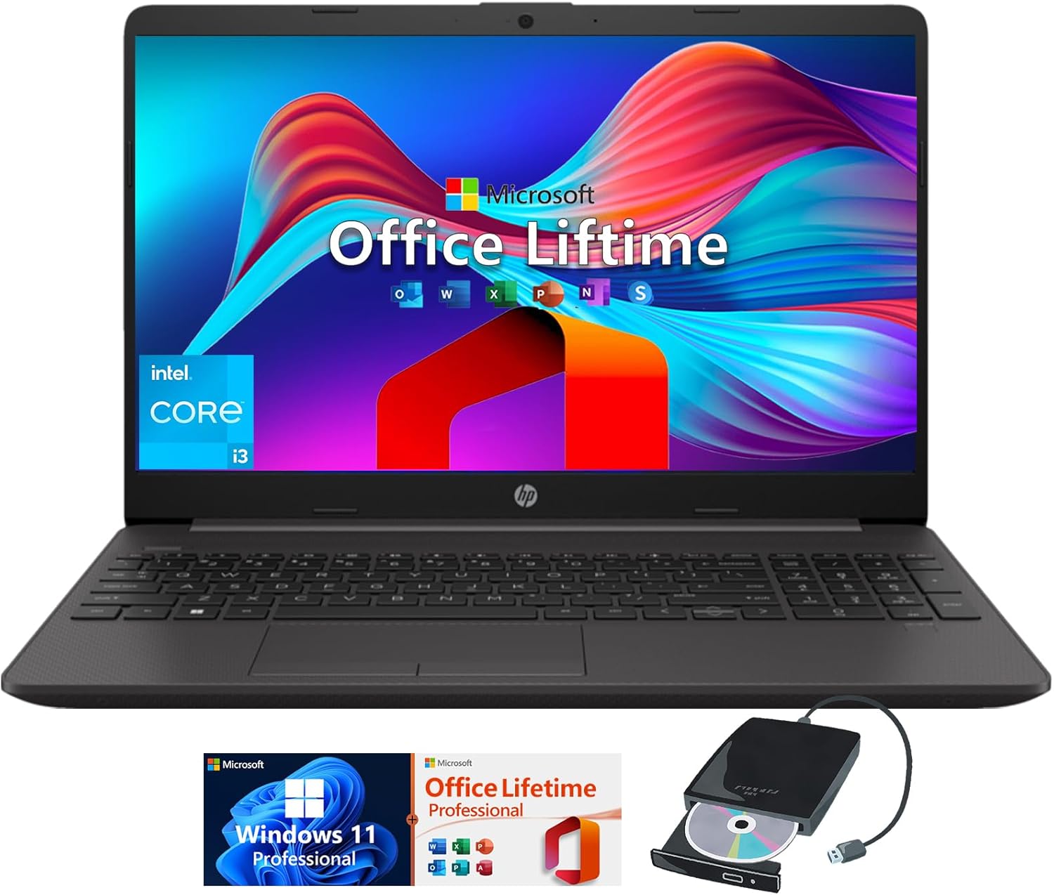 HP 250R-G9 Flagship Business Laptop – w/Microsoft Office Lifetime & Free CD/DVD Drive – 15.6″ Full HD – i3 1315U (Beat Intel i5-1235U) – Wi-Fi 6 -Win 11 Pro w/Computer Bundle (32GB RAM | 1TB SSD)