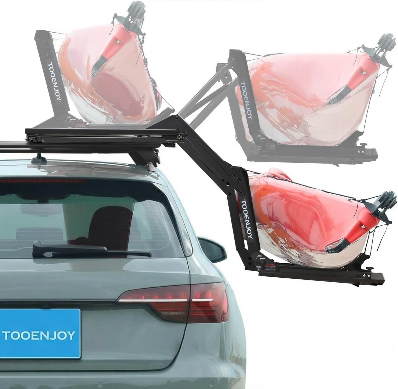 TOOENJOY Heavy-Duty Kayak Lift Assist Roof Rack, 100 LBS Capacity Kayak Canoe Rooftop Loader, Elevating Assist System for Easy Loading