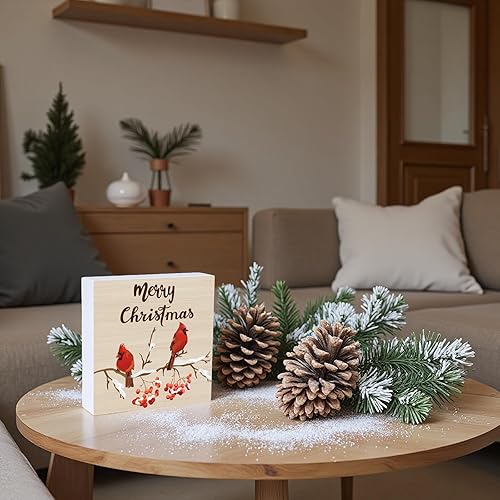 Miniatura 5 de Decoraciones de mesa de Navidad, decoración de Navidad, decoración de interiores, hogar, habitación, cardenales, oficina, baño, caja de madera,