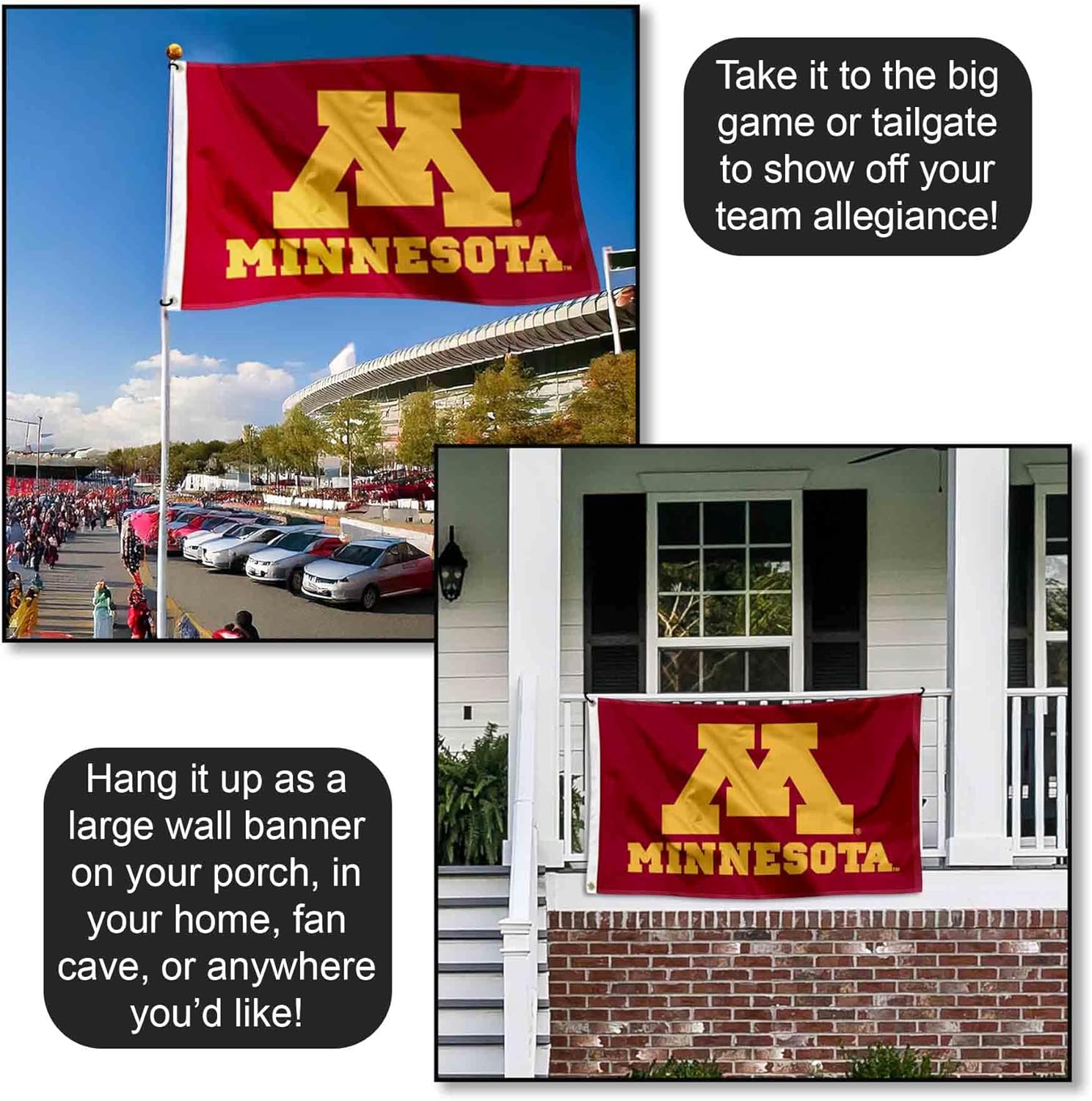 College Flags & Banners Co. Minnesota Gophers UM University Large College Flag - Image 4