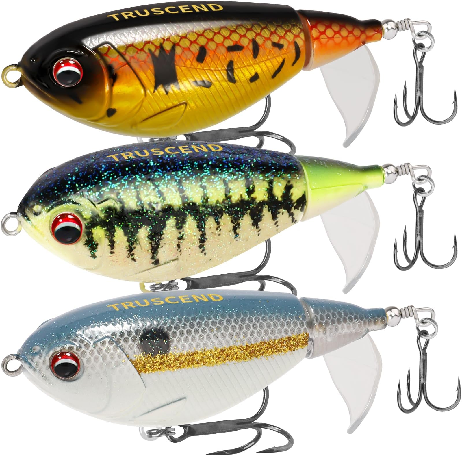 TRUSCEND Whopper Plopper Angelköder, Top Water Angelköder für Bass Köder Teasers für Süßwasser oder Salzwasser, Wobble Oberfläche Schwimmende Köder für Bass Wels Hecht, Angeln Geschenke für Männer