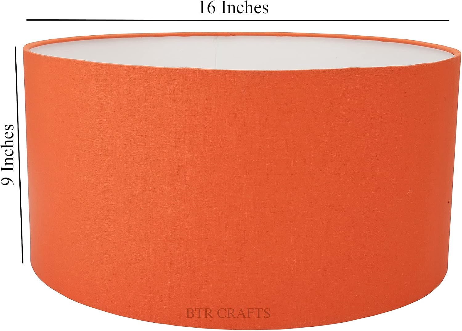 Asian BTR Crafts Cotton Fabric Big Lamp Shade, 16"inches (Large Size) (Orange)