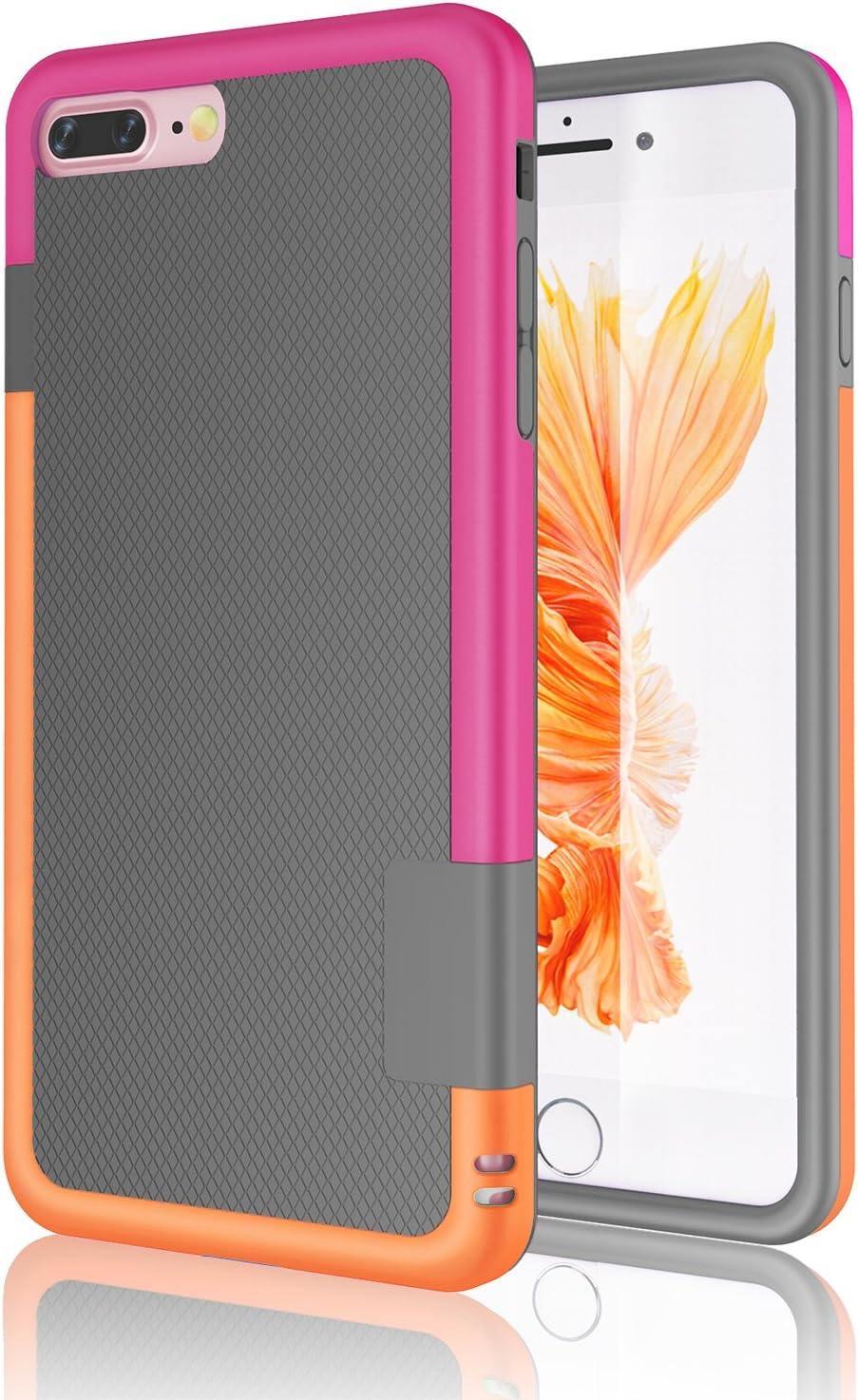 iPhone 7 Plus Case, TILL(TM) Ultra Slim 3 Color Hybrid Impact Anti-slip Shockproof Soft TPU & Hard PC Bumper [Extra Front Raised Lip] Protective Case Cover for iPhone 8 Plus 5.5" All Carrierss [Gray]