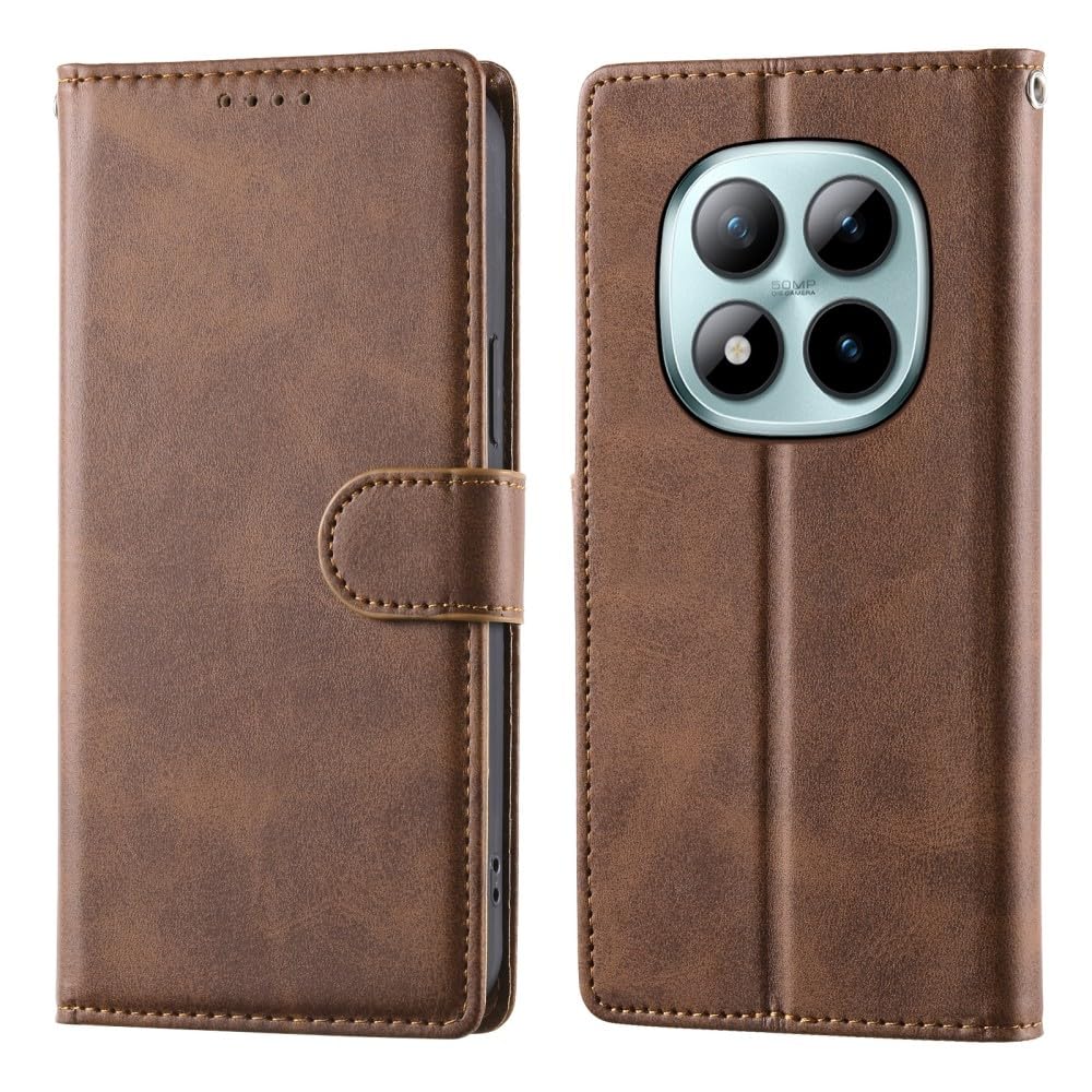 Generic Étui compatible avec Xiaomi Redmi 15C 4G / 5G (173 mm) (couleur : marron) Premium en cuir uni portefeuille à rabat magnétique