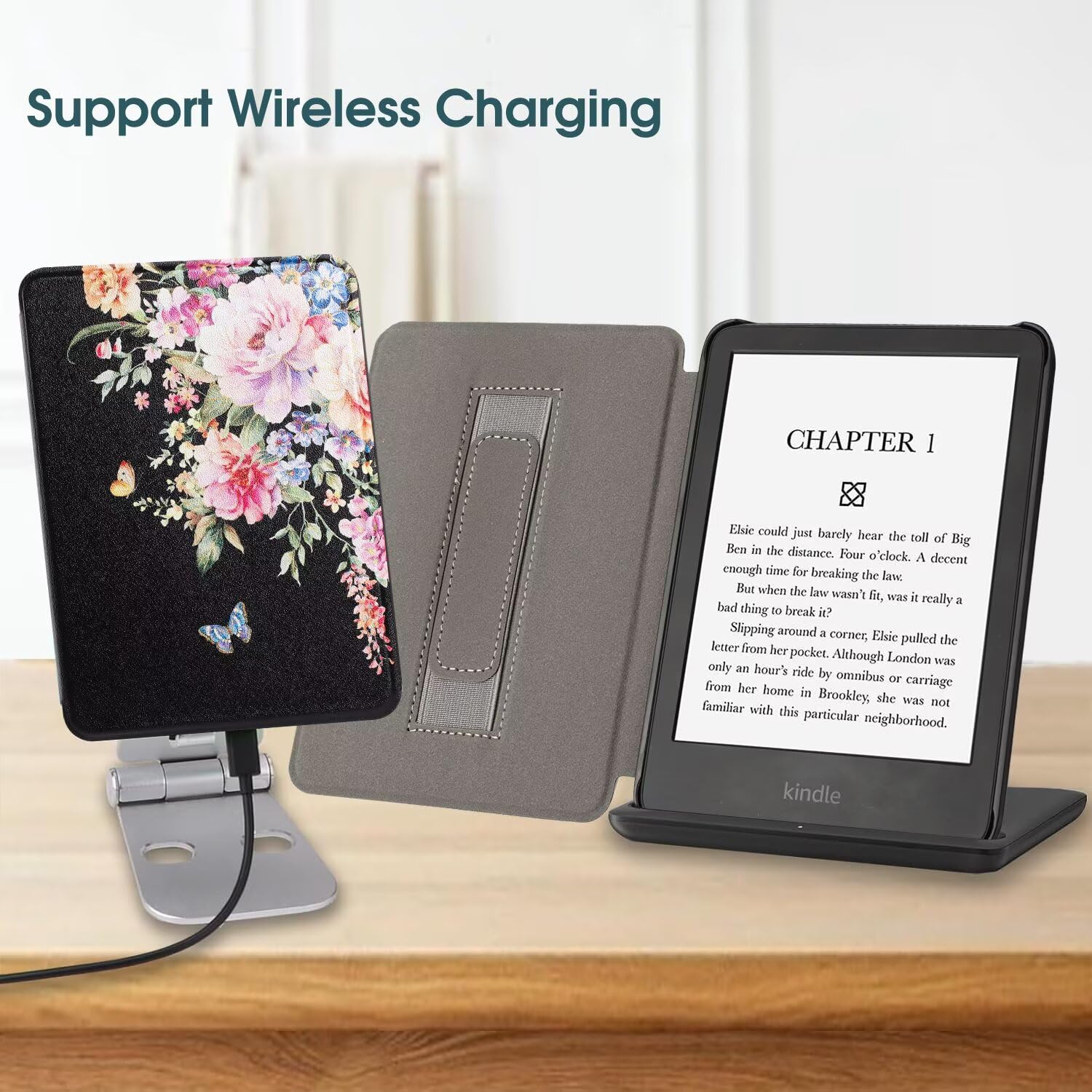 Kompatybilne z 6-calowym etui Kindle Paperwhite (5., 6., 7. generacji, 2012-2016), twarda obudowa z paskiem na rękę z inteligentnym automatycznym budzeniem/uśpieniem, do czytnika e-booków