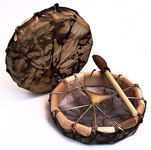 Estilo nativo americano, piel de ciervo marco tambor 10"