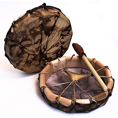 Handmade Deer Hide Frame Drum – Cedar Wood Hand Drum for Meditation, Sound Healing, and Music (10"), By World Wide Drums
