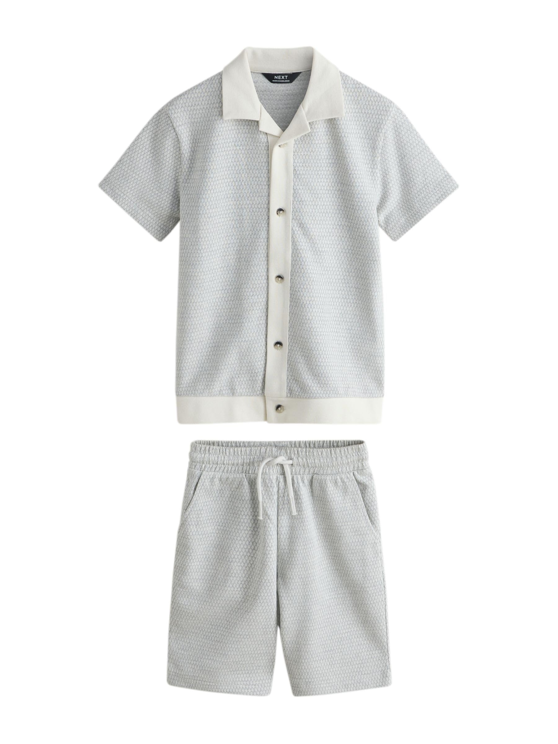 NEXT Jungen Durchgeknöpftes Hemd mit Revers und Shorts im Set