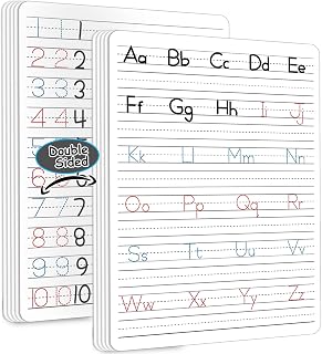 24Pcs Handwriting Practice Double Sided Cardboard for Student ABC Alphabet Tracing Dry Erase Whiteboard Letters Numbers Writing Paper Cardboard for Teacher Teaching Tool Portable Learning 12" x 9"