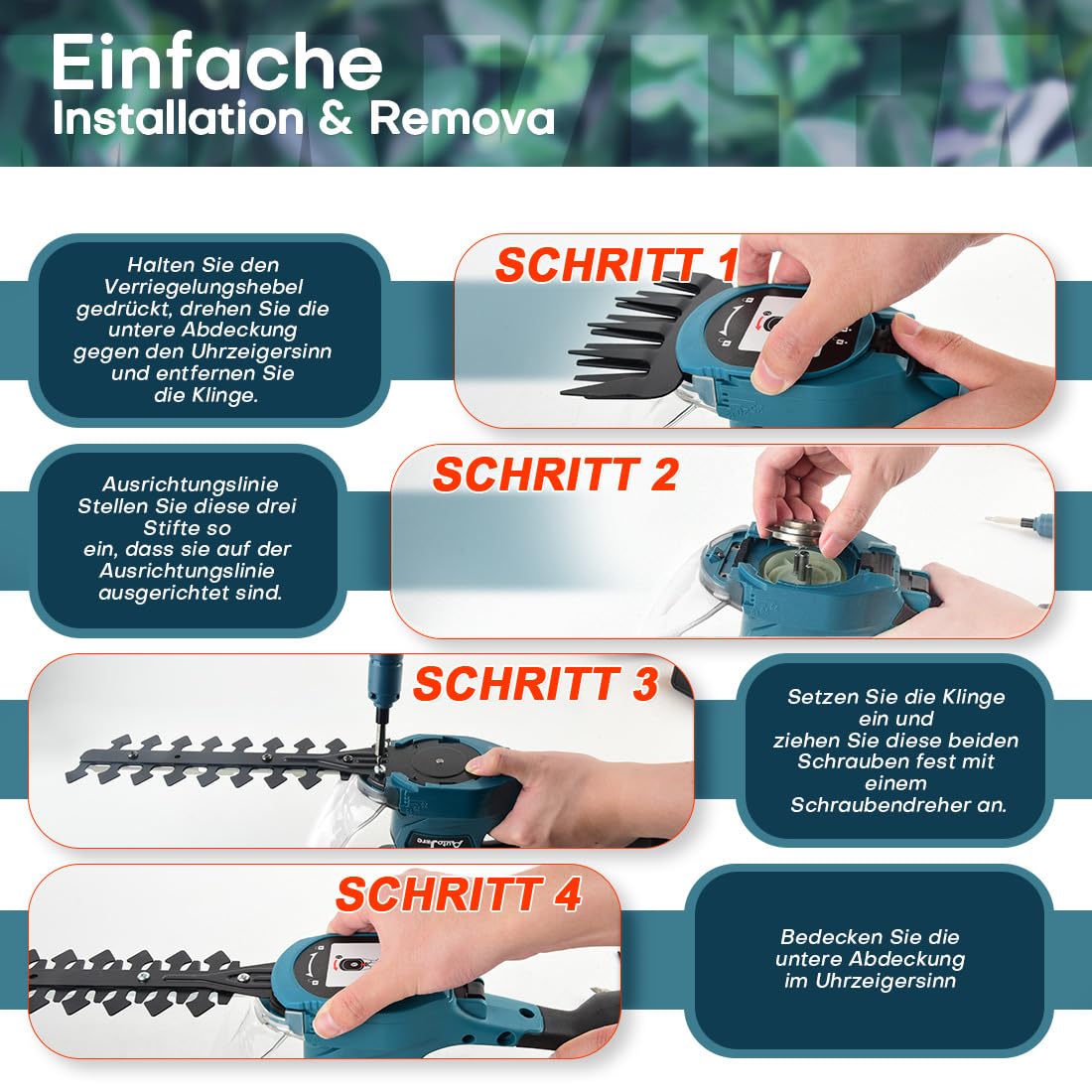 2-in-1 Akku Heckenschere Kompatibel mit Makita 18V ohne Batterie