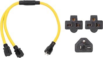 ONETAK NEMA 6-20P to 2 Outlet 6-20R Y Splitter STW 3 Feet 240V 20 Amp 3 Prong Male Plug Female Receptacle Welder Welding Dryer Power Cord Adapter Adaptor Connector