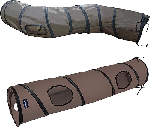 Miniatura 13 de PetLike S Way - Túnel para gatos plegable para mascotas, tubo escondido, juguete con pelota (S-Way, gris) Negro,Marrón,Gris,Gris y