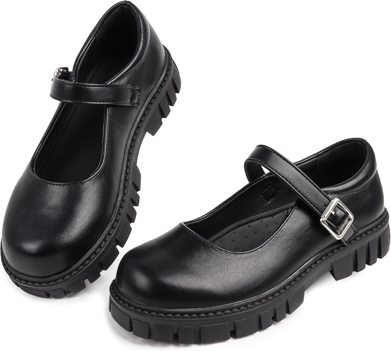Girls Dress Shoes Black Mary Jane Flats School Uniform Shoes for Toddler Little and Big Girls