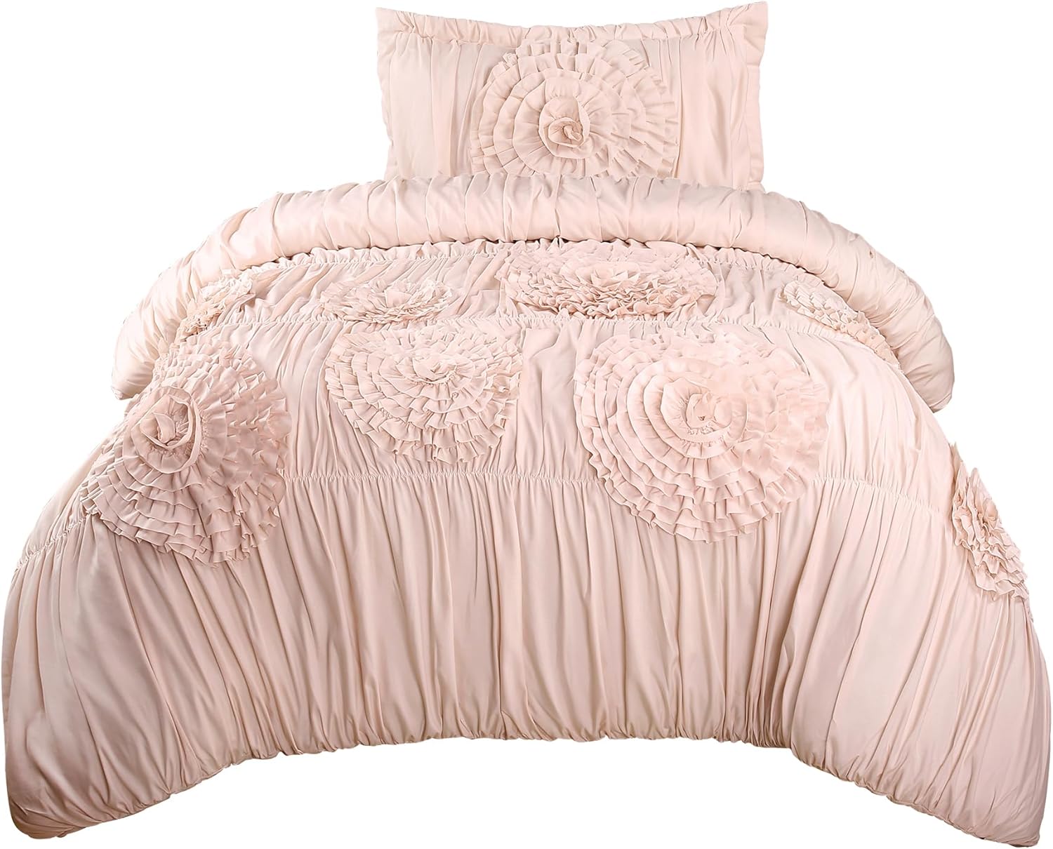 Lush Decor Serena Comforter Set, 2 Piece Set, Twin XL, Blush - Pink Bedding Set Twinxl - Cute Comforter Twin XL Size - Coquette Dorm Decor