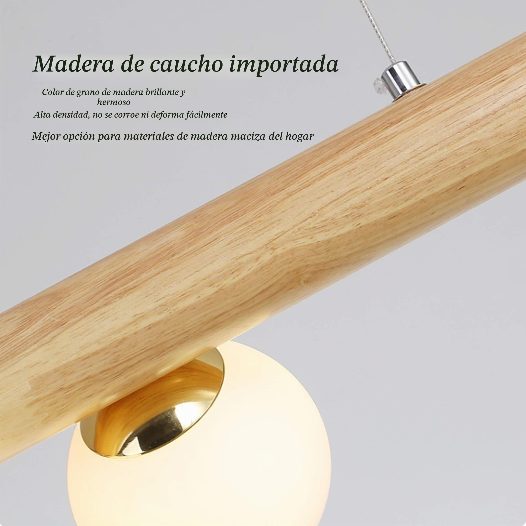 Lámpara Colgante LED De Madera Luces Colgantes Bola Ajustable En Altura Hecha Candelabros De Restaurante De Vidrio Con Lámpara De Techo Retro Iluminante G9 Para Lámpara De Comedor (7 Luces)