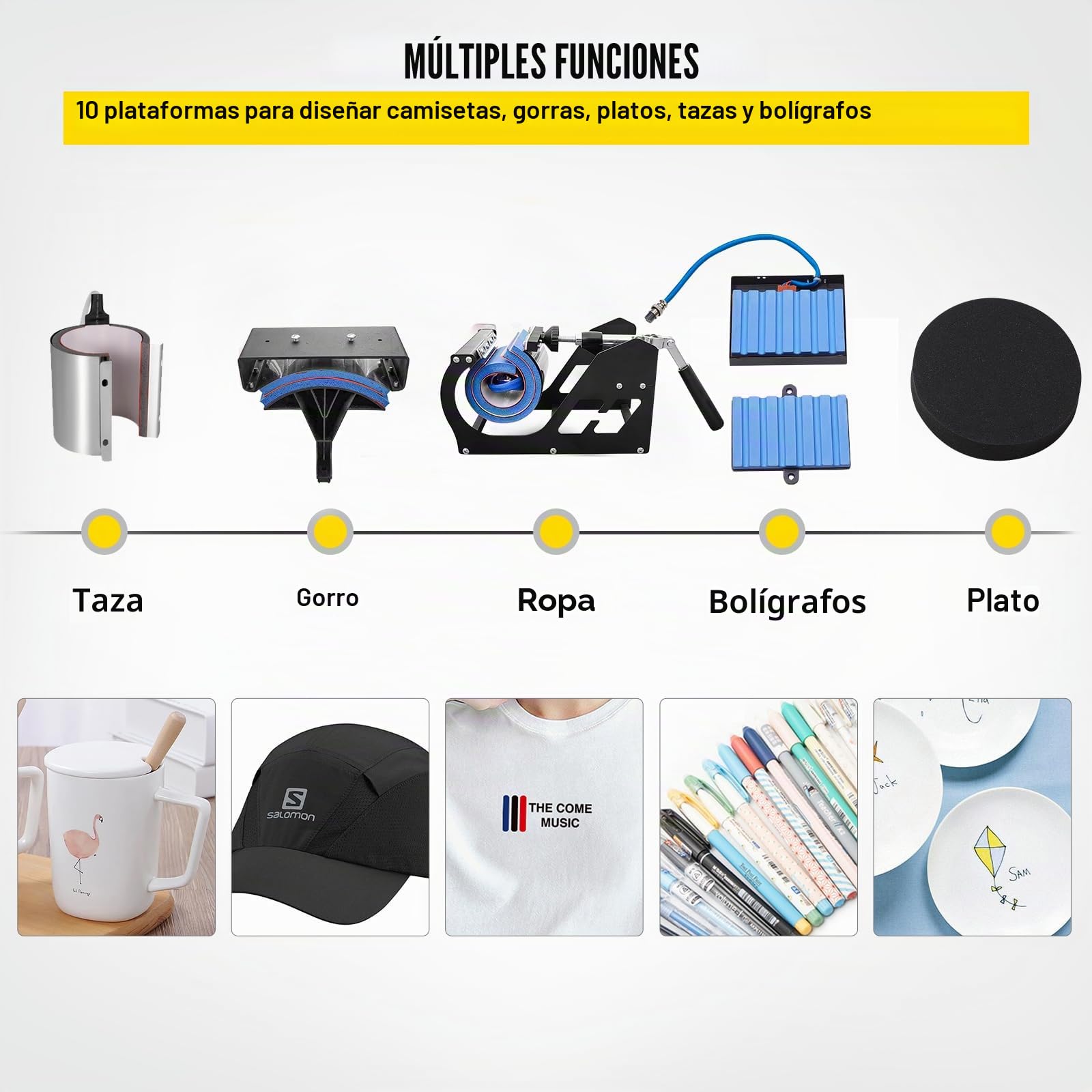 Richrich prensa caliente 10 en 1 máquina de sublimación de transferencia 30x38 cm máquina de prensa de calor rojo digital LCD 1000 W transferencia eficaz para camiseta sombrero gorra taza plato pluma
