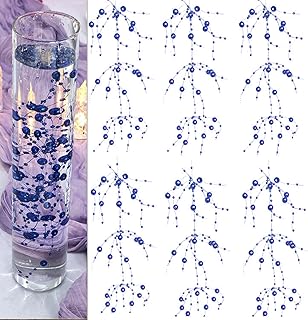 12 Pcs Pearl String Set for Floating Candles Centerpiece, Blue Faux Pearl Beads Vase Filler for Wedding Table Christmas Tree Decor Centerpiece. (Blue)