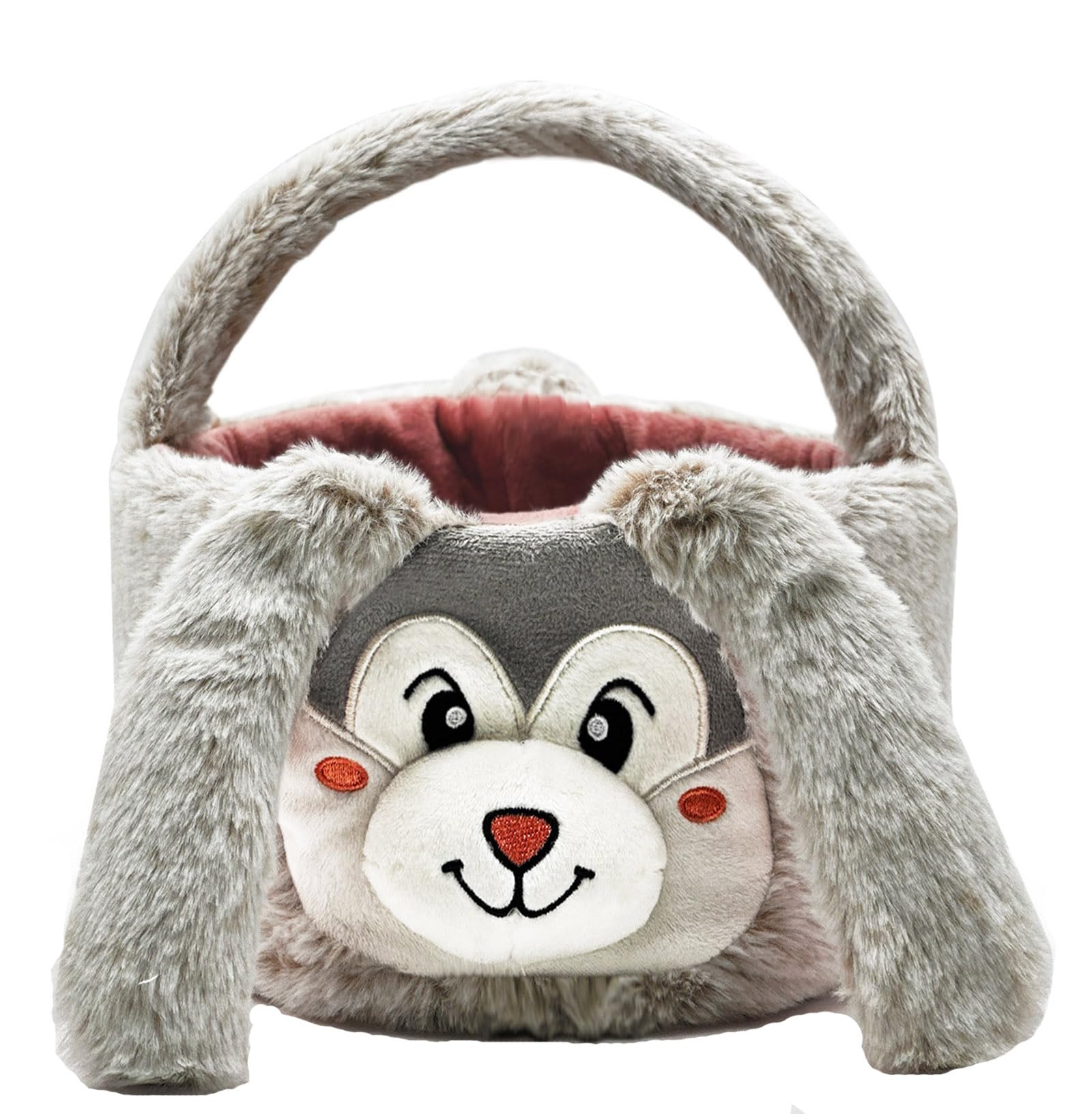 Awoscut Plush Easter Bunny Basket Cow-Bull Baskets with Handles, Candies Buckets Tote Bag for Kids Party Decorations Supplies