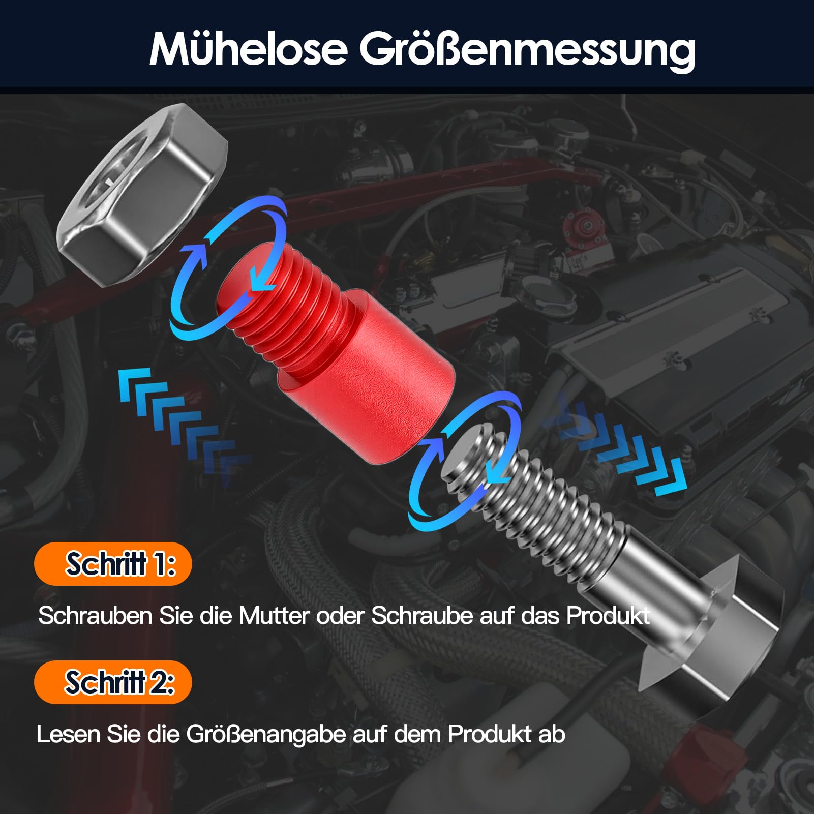 Schrauben Gewinde Prüfer Set 52-teilig Aluminium Aufbewahrungsbox 28 Zoll 24 Metrisch