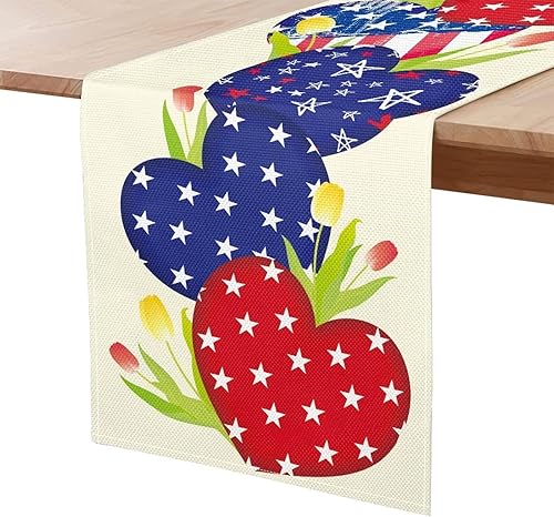 Miniatura 4 de GLENLCWE Camino de mesa con la bandera de Estados Unidos, Día de la Independencia de Estados Unidos, patriótico para fiestas, sala de estar, cocina,