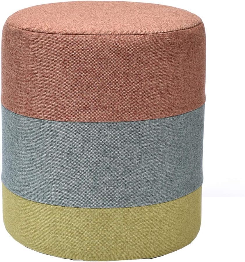 Tabouret de ménage rembourré orange petit pouf salon en bois