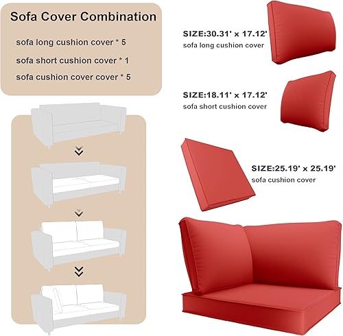 Miniatura 4 de Kullavik Funda de cojín de patio al aire libre, funda de asiento a prueba de salpicaduras, funda de muebles lavable, cubierta de cremallera lisa y