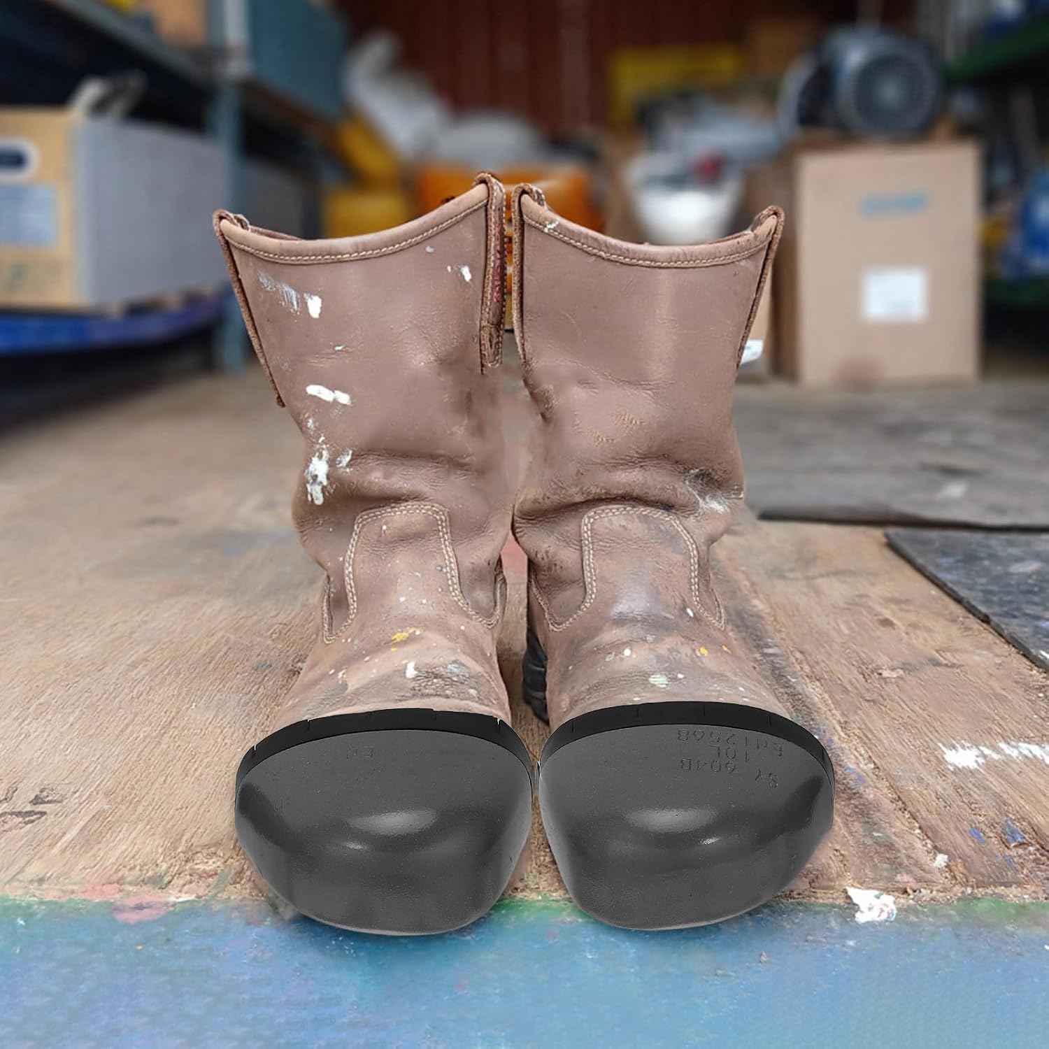 Steel Toe Covers for Work Shoes Metal Toe Protector Sleeve Metatarsal Guard for Workshop Use One Size 44 Black