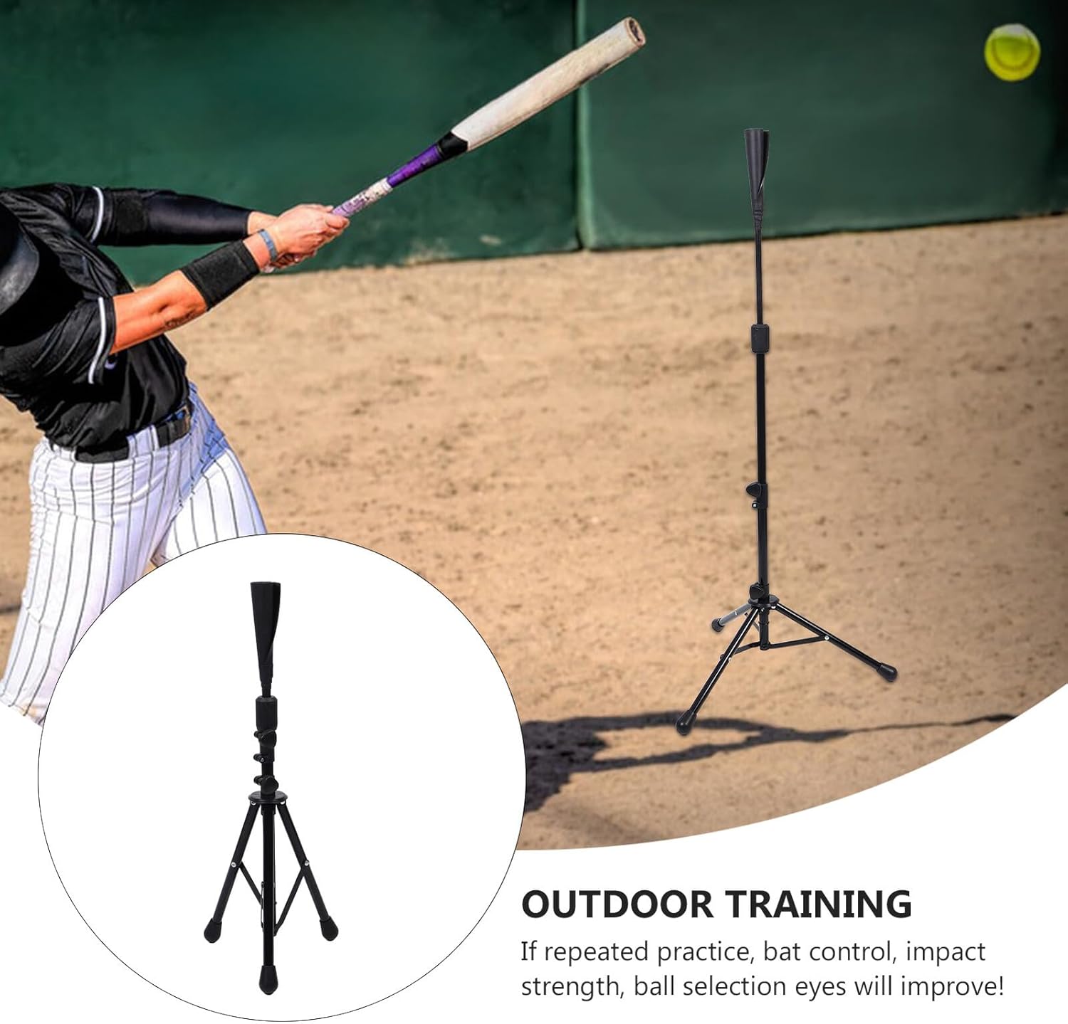 VICASKY Baseball Batting Tee Adjustable Height Tripod Stand Baseball Practicing Equipment T-Ball Trainer for Youth and Adult Batting Training Sessions
