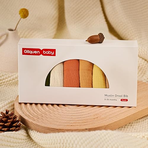 Miniatura 6 de GLLQUEN BABY Paquete de 8 baberos de muselina para niños y niñas, baberos ajustables para babear y dentición, babero bandana de algodón suave para