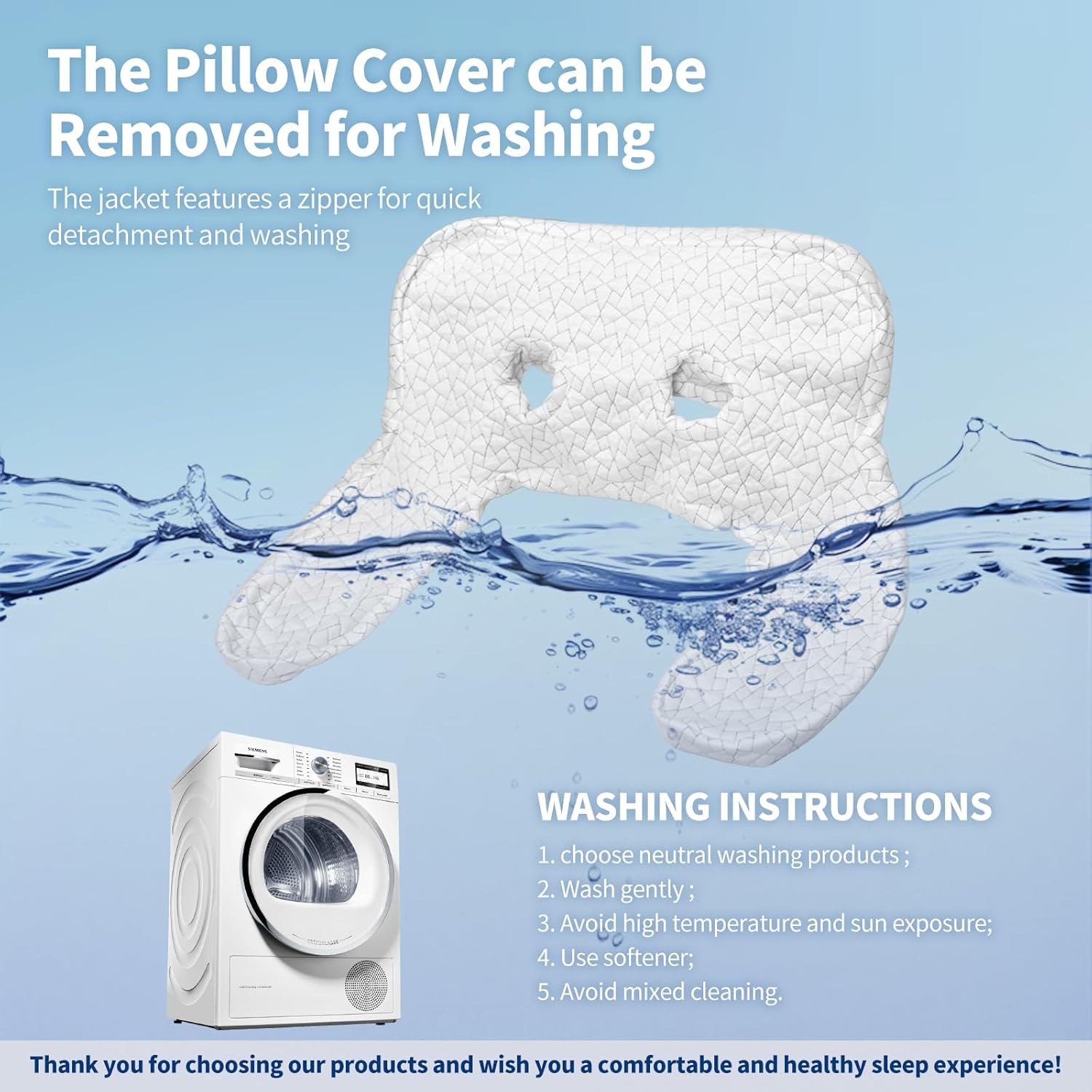 Pillow for Side Sleepers with Ear Hole, J & C-Shaped Neck Pillow for Ear Piercing, Relieves Neck, Shoulder & Back Pain, 27.5x26 Inches with Pillowcase (White • 3D Air Mesh Fabric, 27.5" x 26")