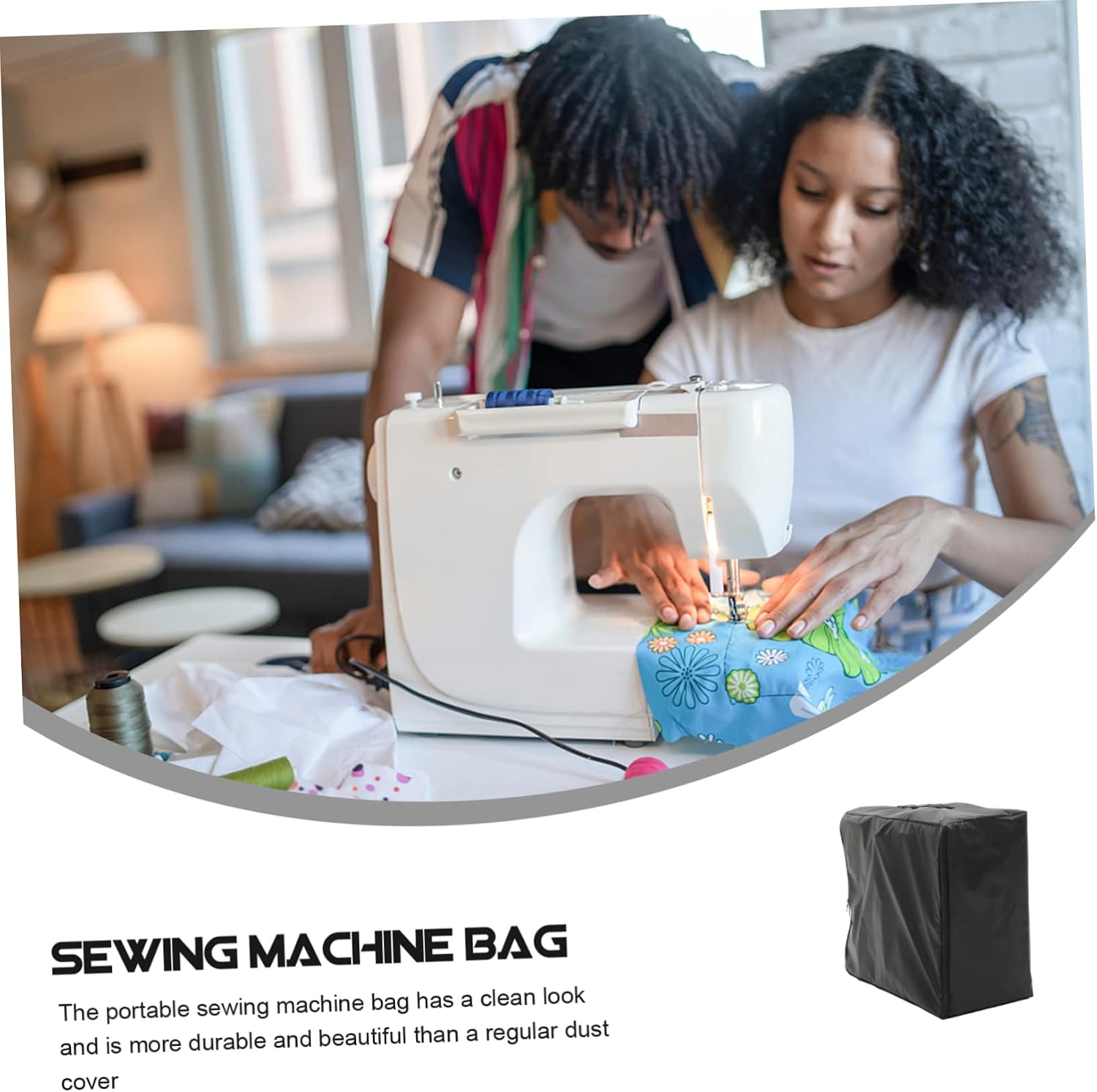 TEHAUX Portable Sewing Machine Storage Bag Black Polyester for Home Use