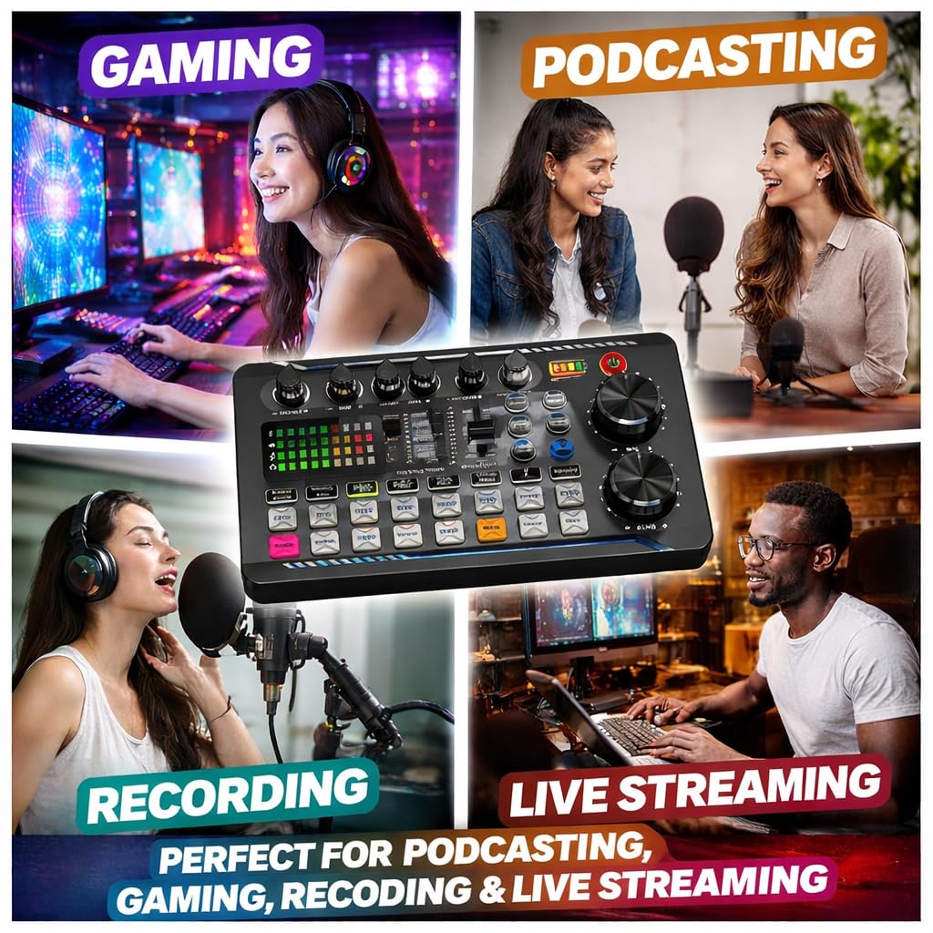 Paquete De Equipo Para Podcast, Cambiador De Voz Con Micrófono Para Podcast, 16 Efectos De Sonido, 7 Modos De Grabación De Voz, 4 Efectos De Voz, Para Podcasting, Grabación Y Canto. Black
