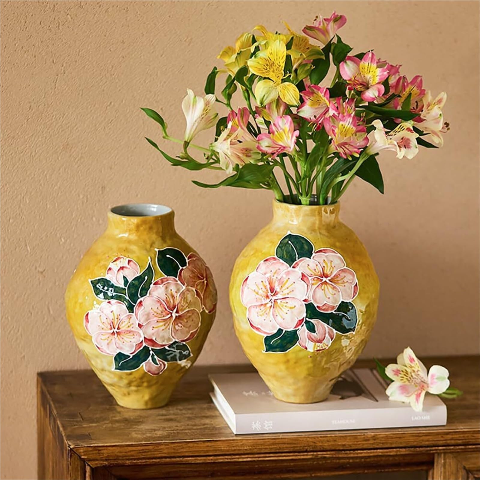 Unikalny wazon na kwiaty ręcznie robiony ceramiczny wazon na kwiaty w stylu vintage 8 cali do dekoracji wnętrz estetyczna dekoracja pokoju(B)