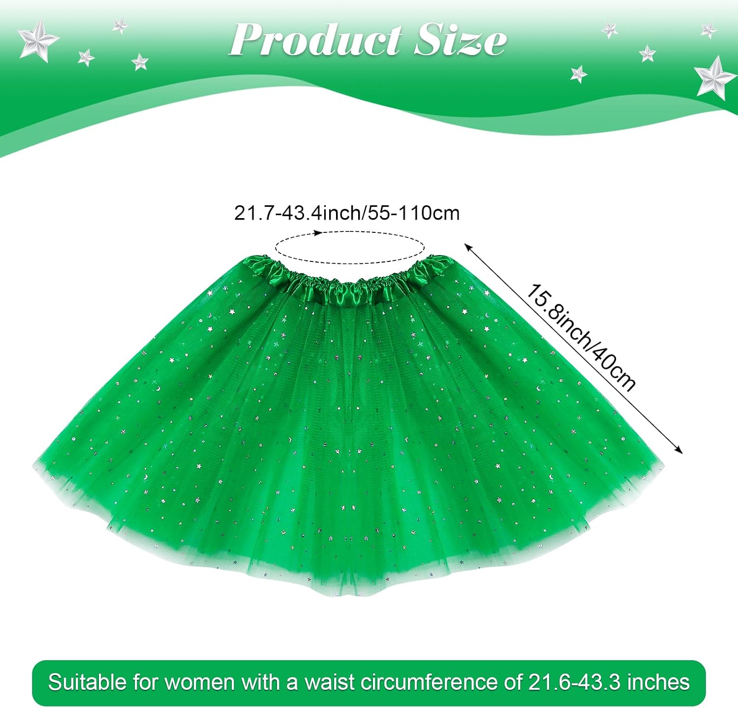 3 Layered Girls Star Sparkle Tulle Tutus Skirts Princess Ballet Dance Party Dress for Girls Women
