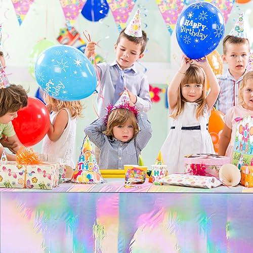 Miniatura 5 de YIWONFU Paquete de 3 manteles iridiscentes desechables, de 54 x 108 pulgadas, adecuado para una mesa de 8 pies, decoraciones de fiesta de discoteca,