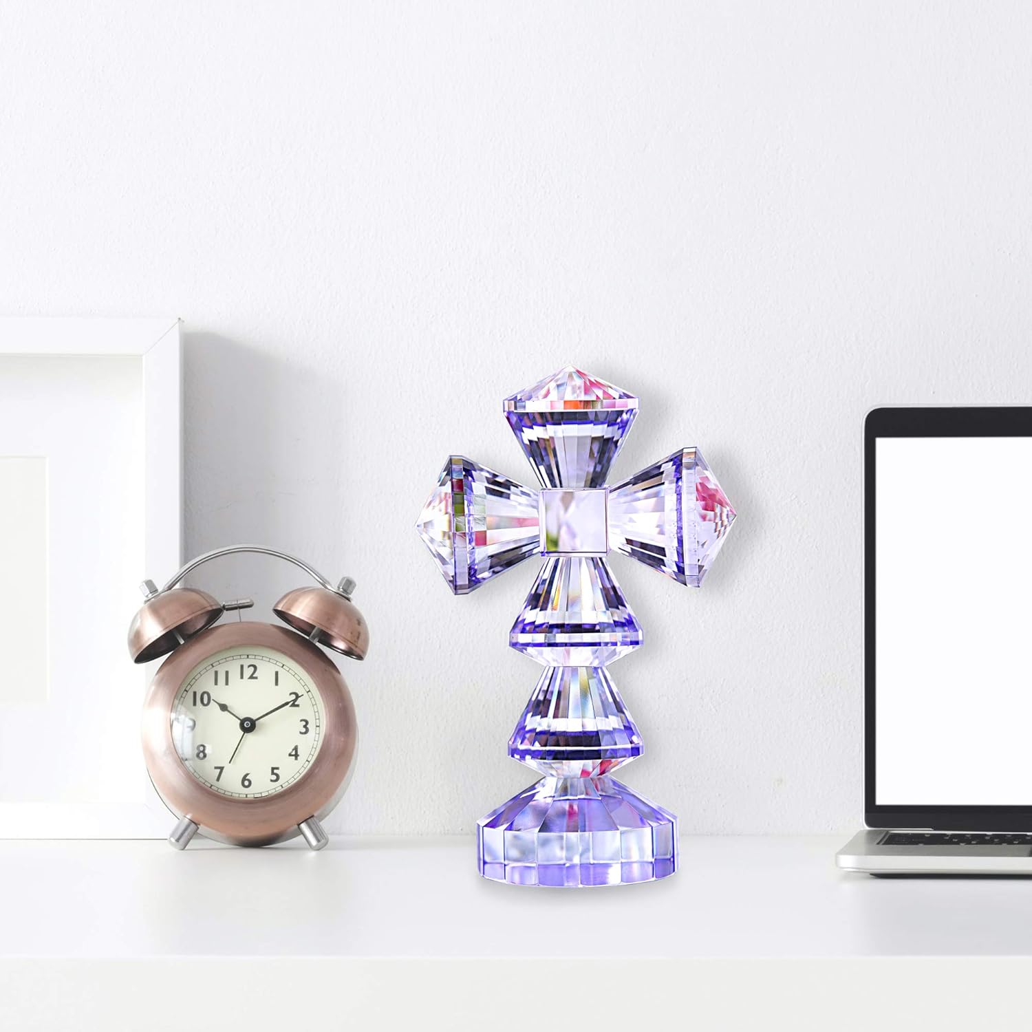 Buy Crystal Cross Standing Traditional Cross On Base Purple 6'' Tall