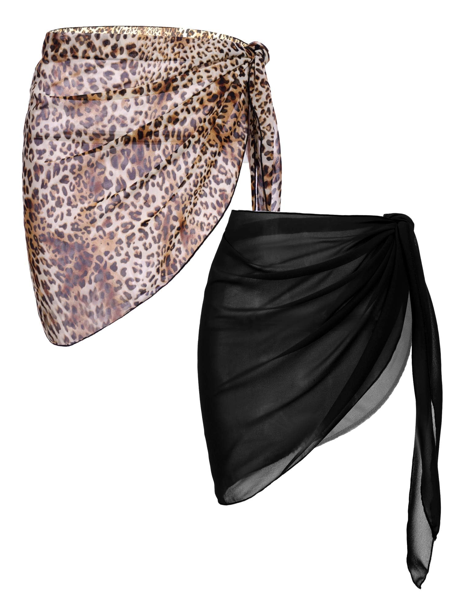 Ekouaer 2 Piezas de Pareo de Playa de Mujeres Media Pareo Sarong Falda de Gasa de Bañador Playa Falda de Pareo Tropical Bikini Cubierta para Piscina