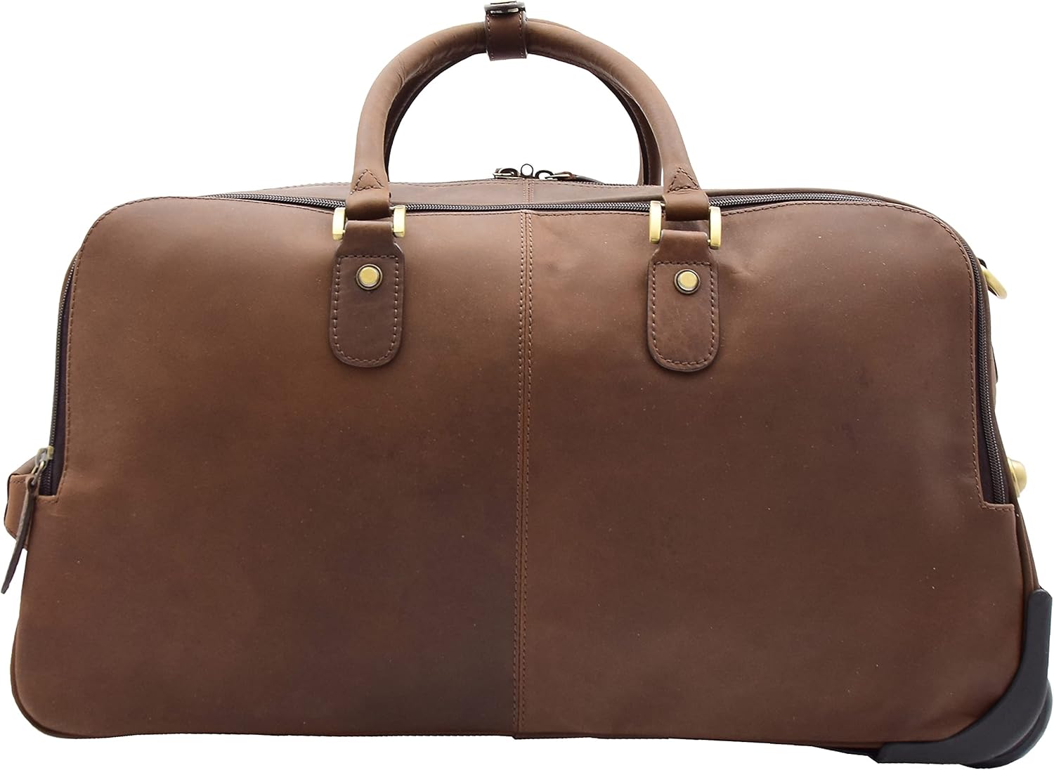 Wheeled Holdall Real Hunter Leather Travel Duffle Cabin Size Rolling Weekend Bag Albert, Brown, M, Leather Holdall With Wheels