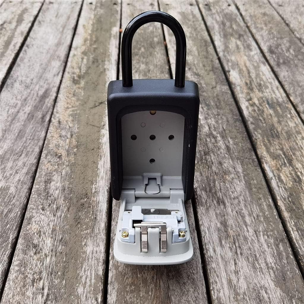 JSEIAJB 4 Digit Combination Wall Mounted Key Safe Box Storage Keybox Key Storage Lock Box Waterproof Cover for Home Outdoor Use