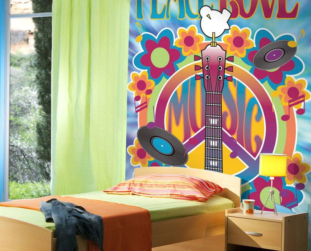 Suреr Sаlе 🛒 JP London MD3A034 1969 Woodstock and Records TieDye Removable Wall Mural at 8.5-Feet Tall by 6-Feet Wide