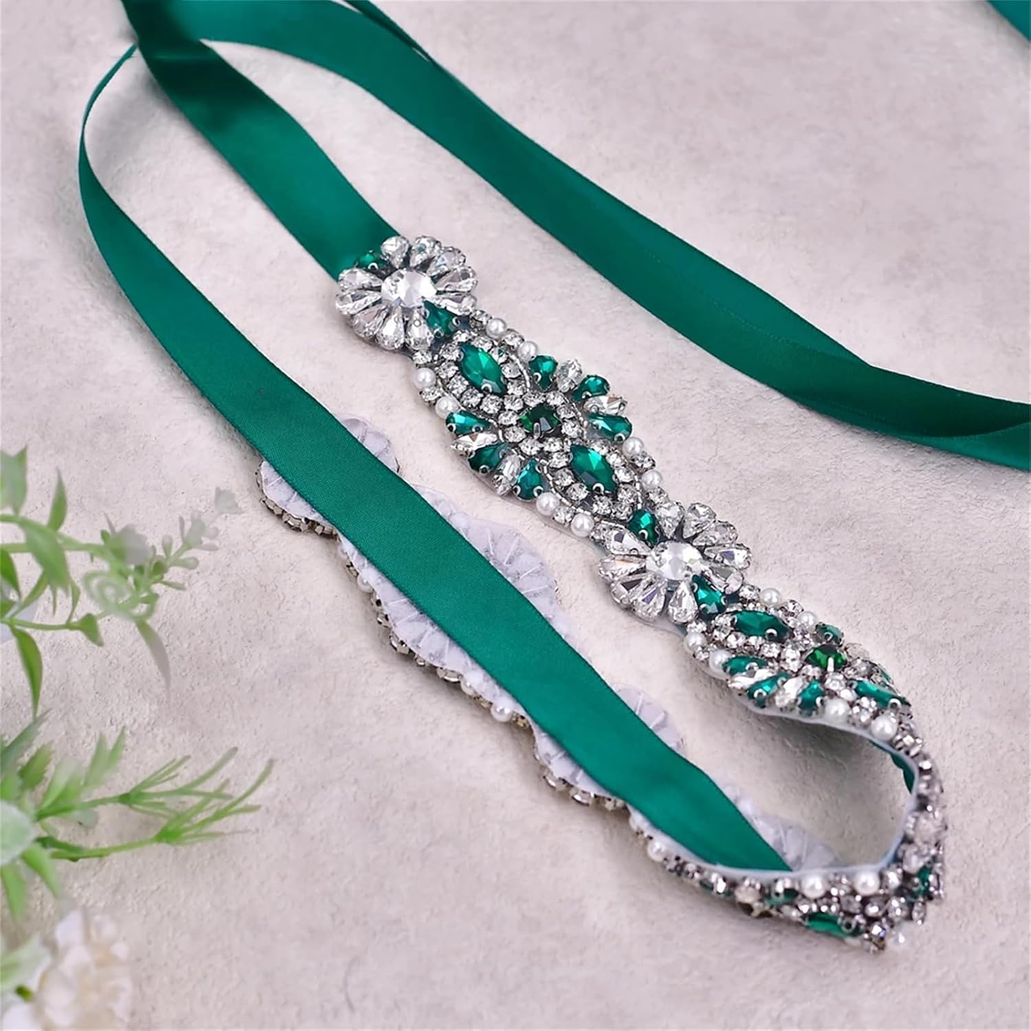 Women’S Rhinestone Wedding Sash Belt With EN8 Gemstone Accents For Formal Garments And Parties