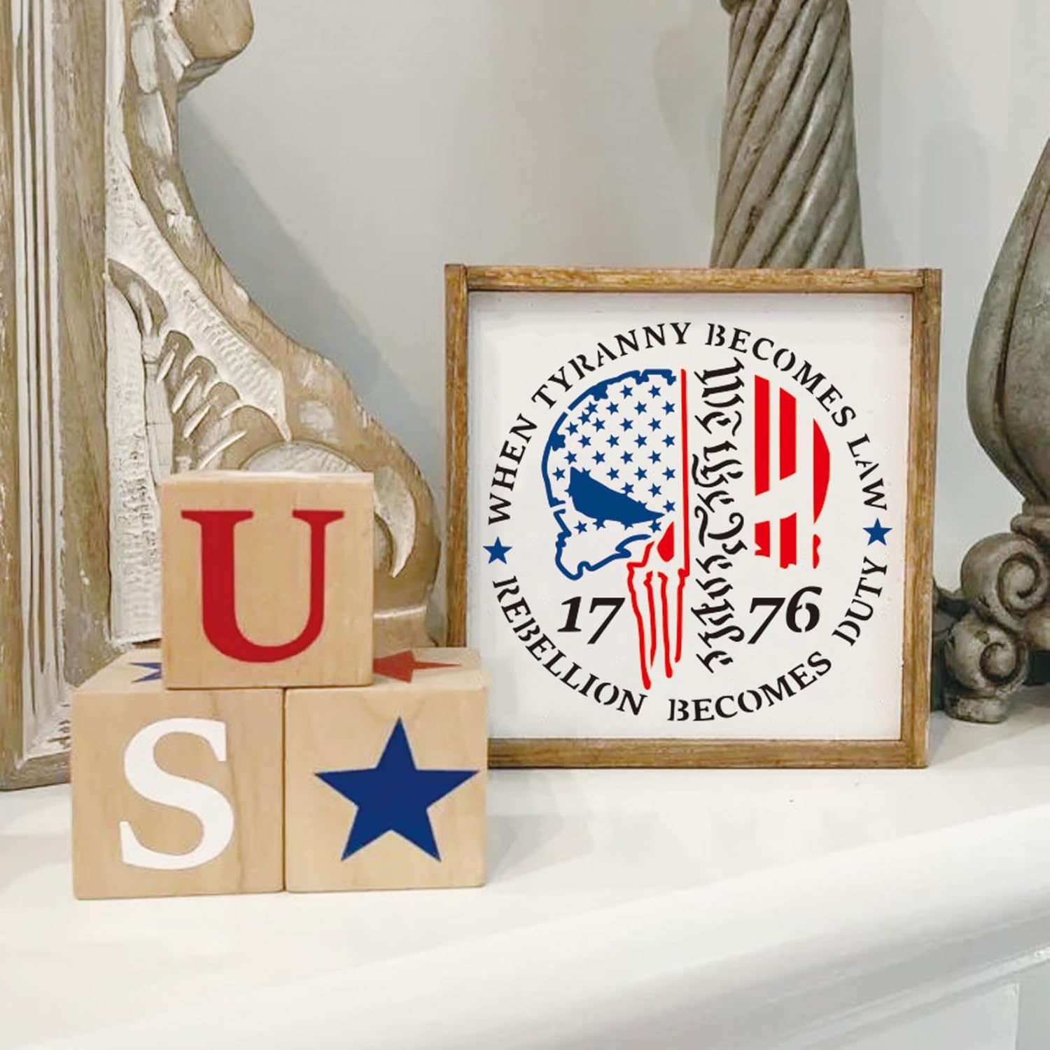 23pcs American Flag Stencil Reusable Patriotic 50 Stars Stencils Reusable image 2