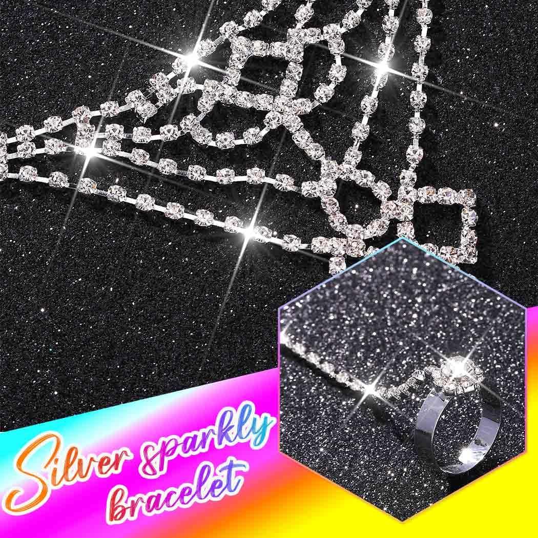 CASDRE Rhinestone Fingerless Gloves Sparkly Wedding Crystal Glove Bridal Hand Chain for Women