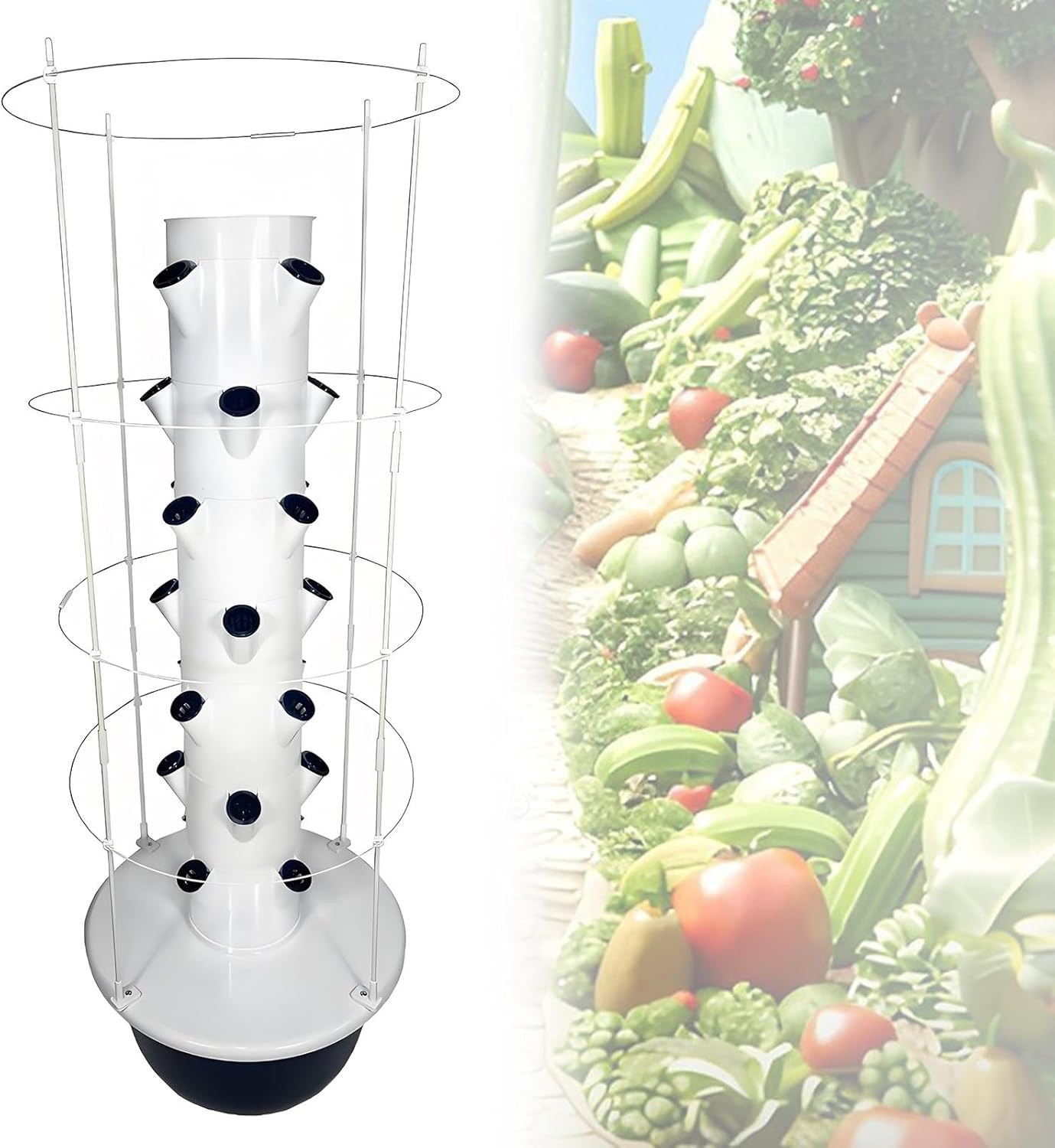 Hydroponics Growing Tower Aeroponic Tower Garden Indoor Smart Garden with Plant Climbing Frame Plants Indoor Hydroponic Vegetable Tower for Gardening Lover 7Layer