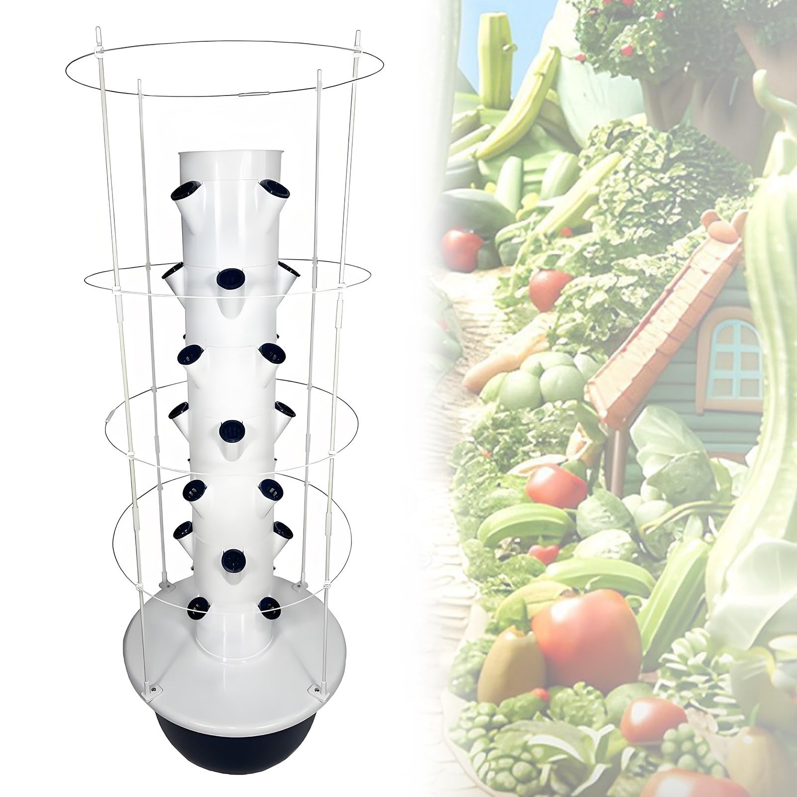 Kit de Cultivo Hidropónico con Trepador Torre Hidroponia Vertical Kit de Cultivo aeropónico con Bomba Hidratante para Hierbas Frutas y Verduras 9Layer