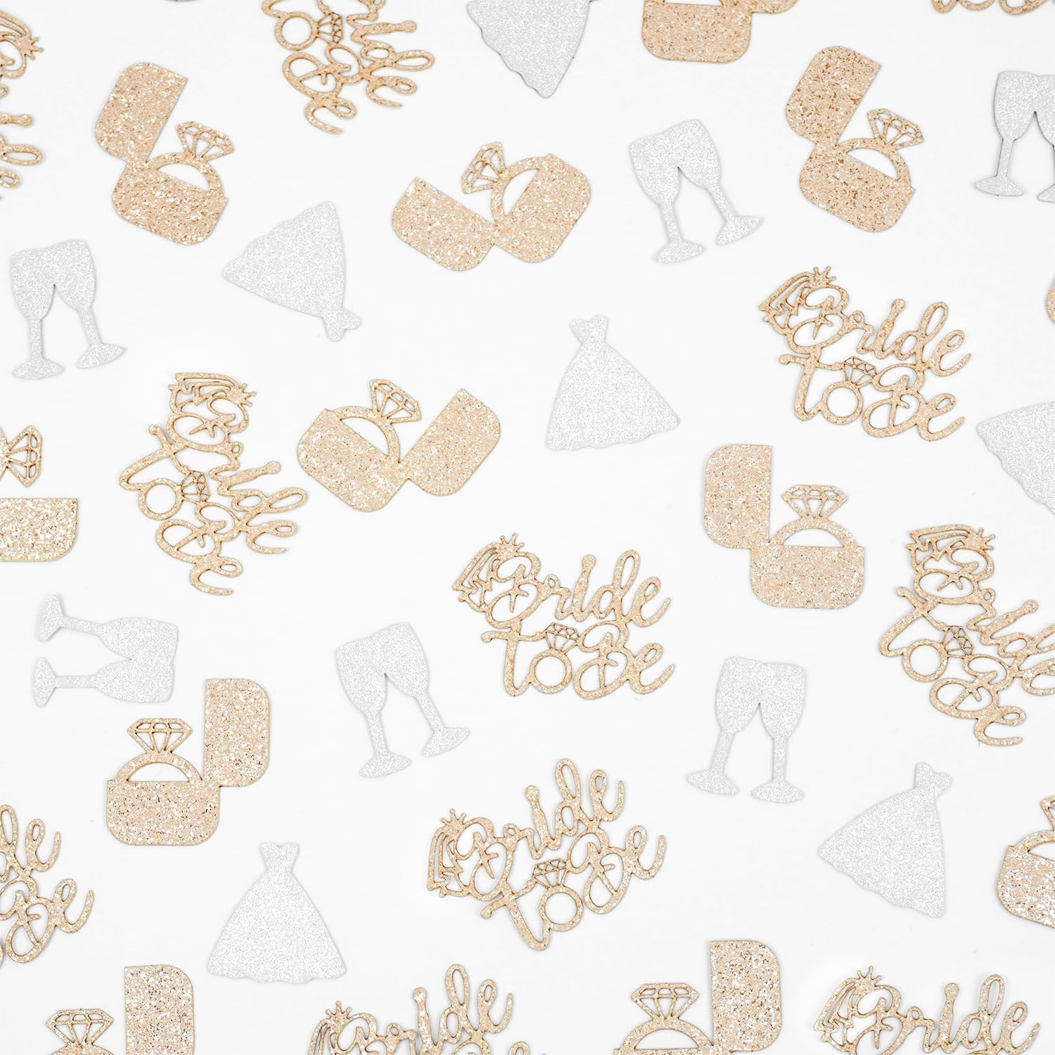 Glitter Bride To Be Confetti, Champagne Gold Silver Diamond Ring Champagne Glasses Confettis For Bridal Shower Table Decor, Just Engaged, Bachelorette Party Engagement Party Decorations (110 PCS)