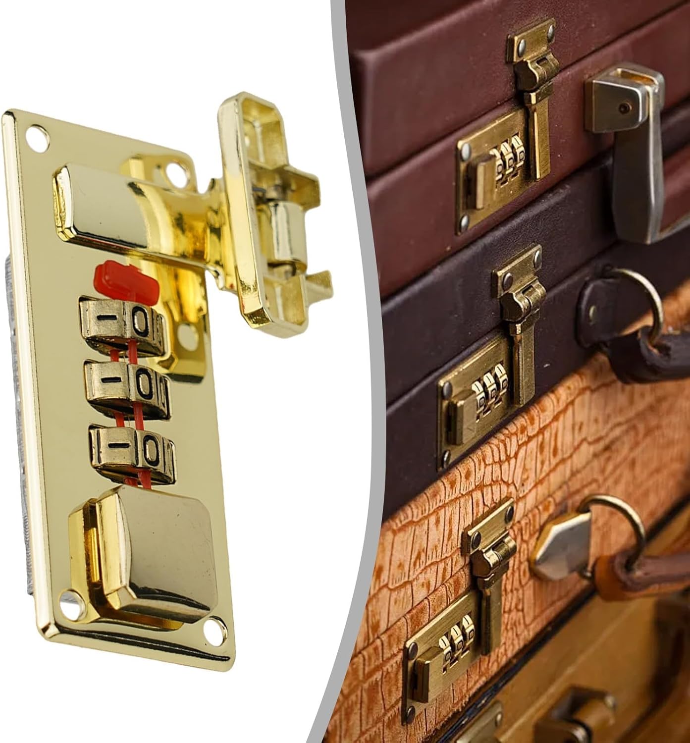 Retro Hardware Combination Lock Latch Suited For Various Box Types for Vintage Jewelry Wooden Boxes Case (Yellow Left)