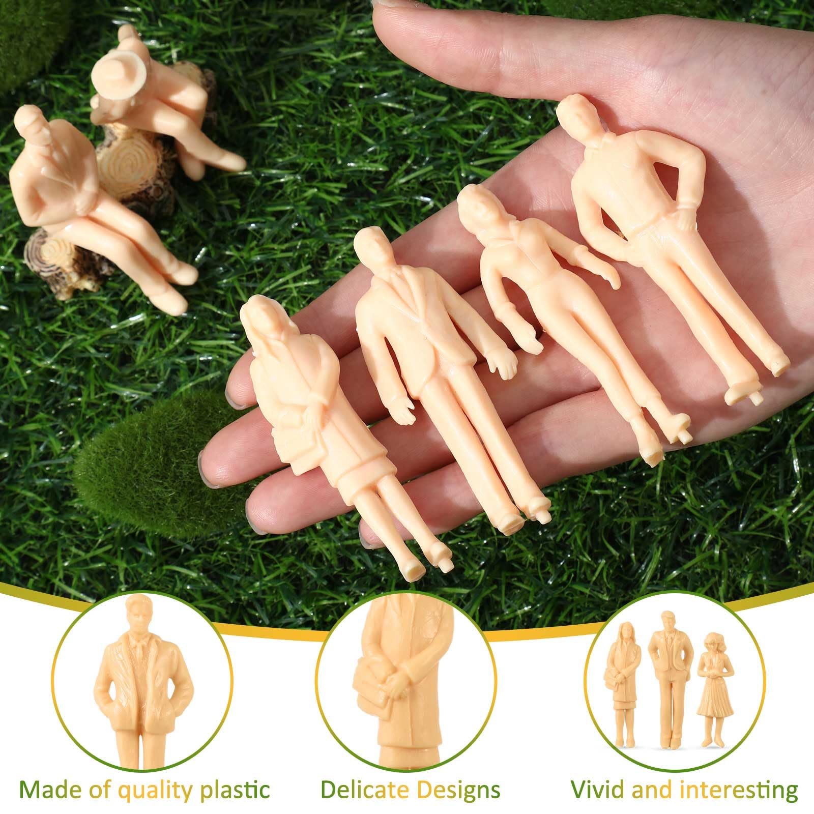 Namalu 15 Pcs Miniature People 1: 25 Scale 2.95 inch Unpainted Mini People Figures Model Trains Architectural Sitting and Standing Diorama Figures for Scale Model Train Miniature Scenes Decoration - Image 4