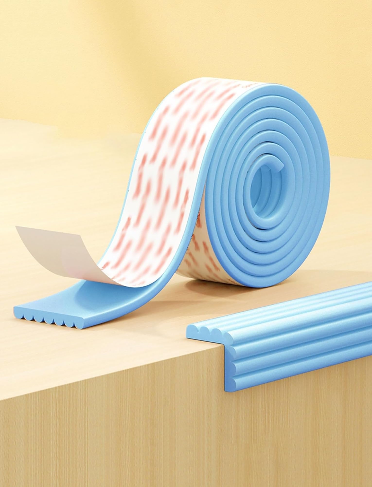 Extra Wide 8cm Foam Furniture Edging Tape, Edge Protector Stick Flatbed for Cabinet, Bedroom, Bedside Edge Guards Bumper Cushion and Bunk Bed Steps(Bllue,Length 2 meter)